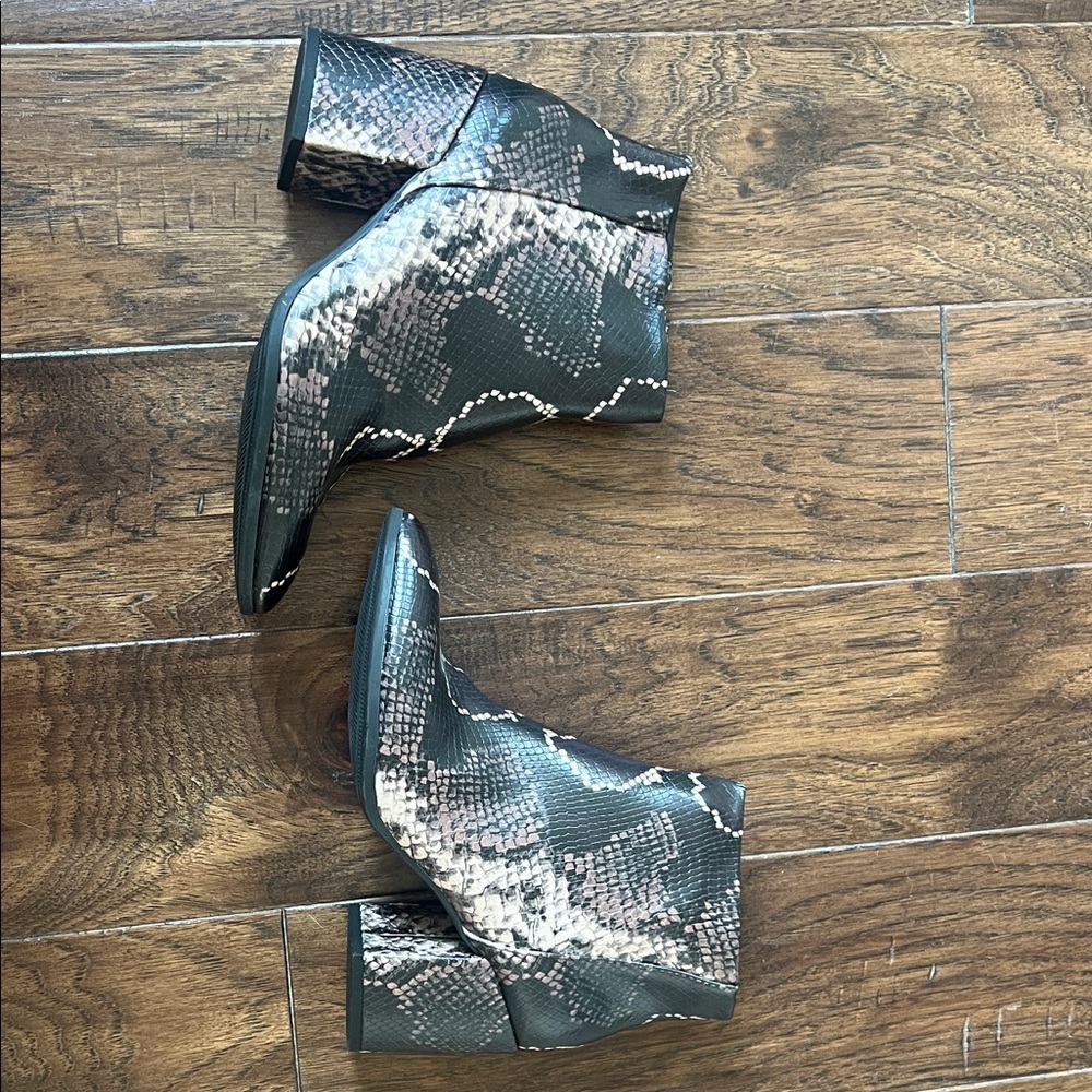Snakeskin Ankle Boots - Dark Brown and Tan